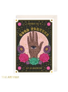 Поздравителна картичка "Рожден ден, пълен с късмет, имайте невероятен ден – ръка"